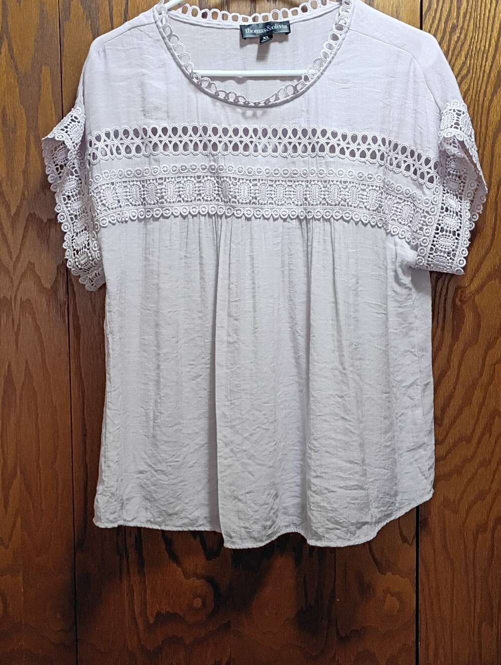 Thomas and olivia Lace Yoke Short Sleeve Top - Light Lavender